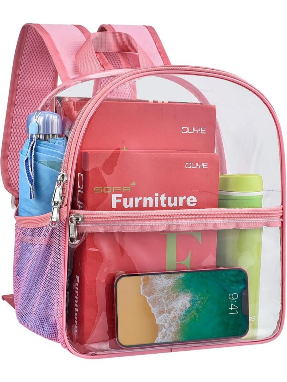 Stadium Approved Clear Backpack, 12x10.5x6 Inches, Perfect for School & Events